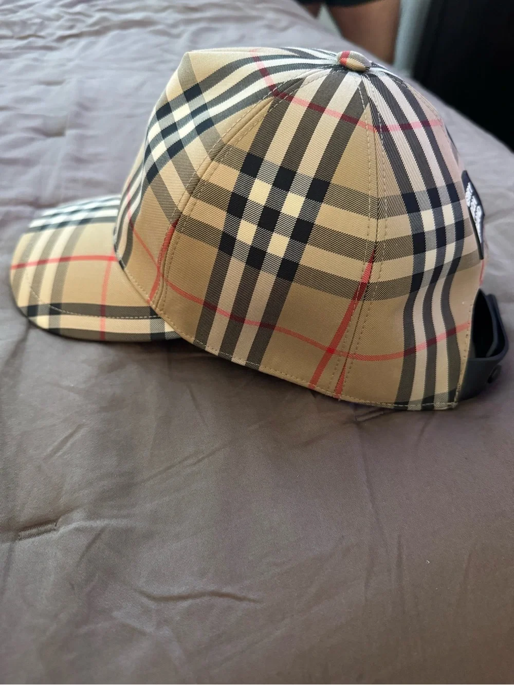 Burberry Vintage Check Logo Rubber Patch Baseball Cap – Soft Fawn